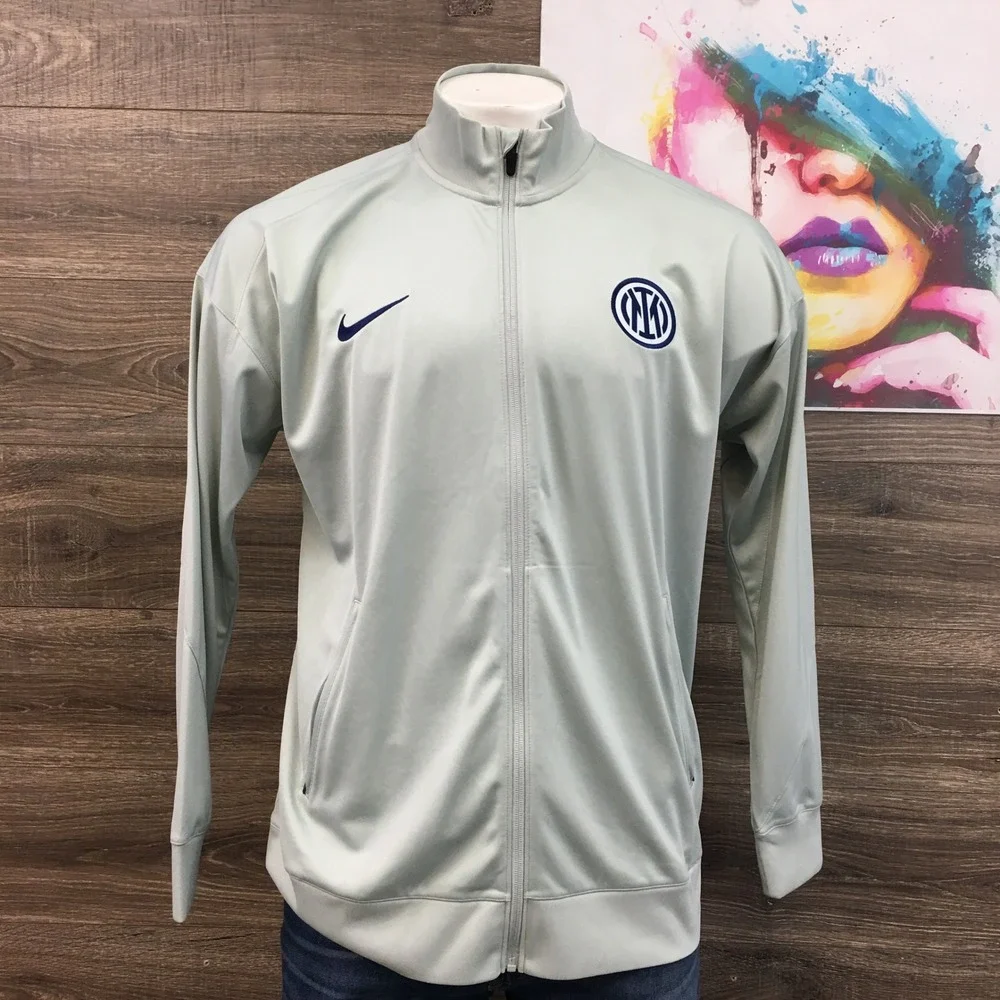 Nike Inter Milan Soccer Track Jacket Full Zip Mens XL Light Grey Dri-FIT‎